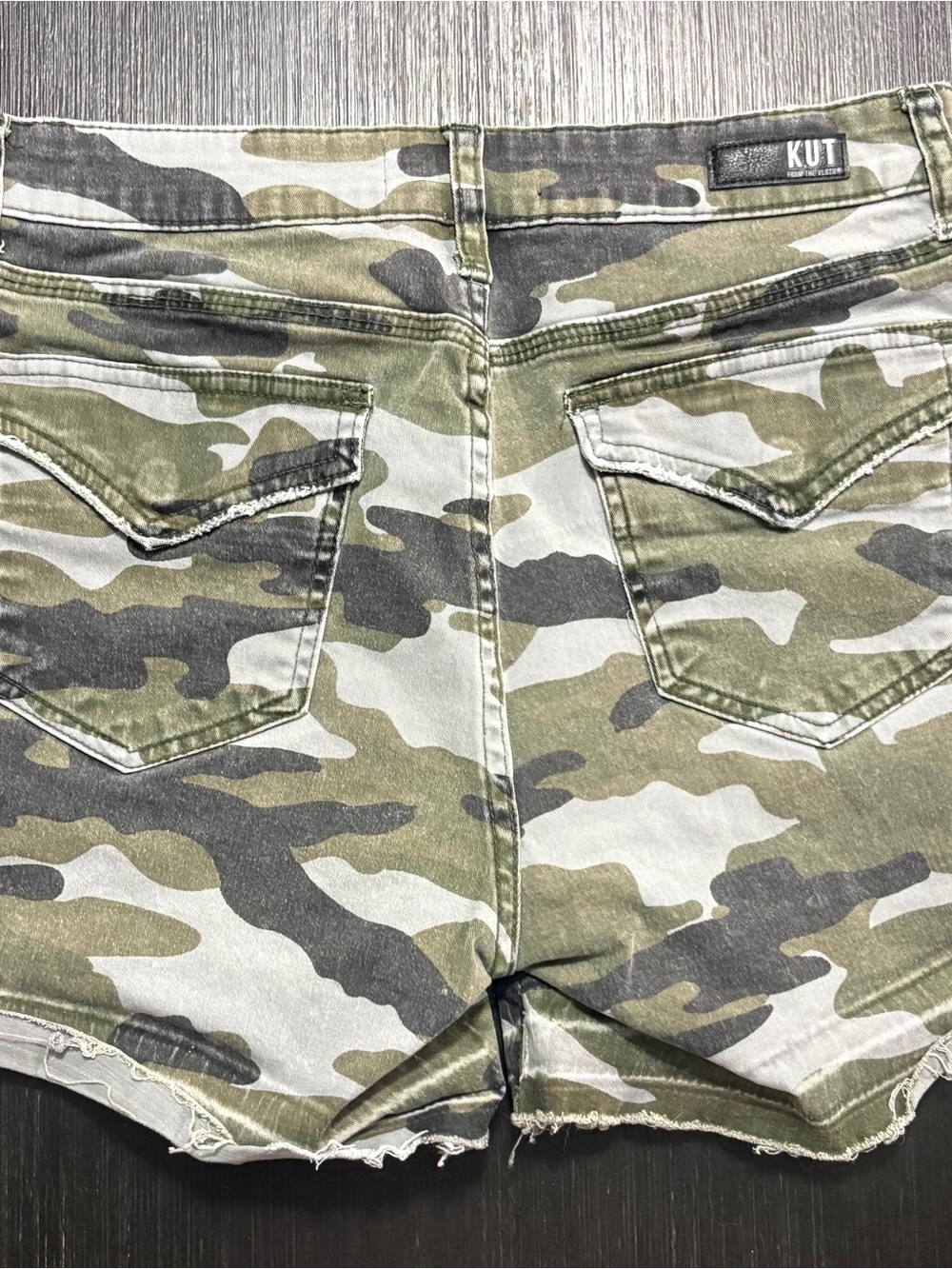 Kut from the Kloth Green Camo Shorts with Button Detail - Picture 3 of 3